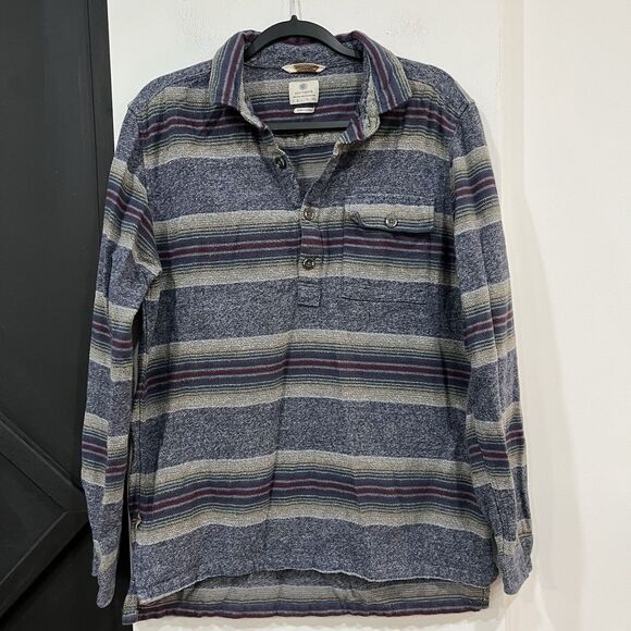 Astrneme Men’s Collared Cotton Henley Longsleeve Shirt Size Medium - Picture 1 of 7